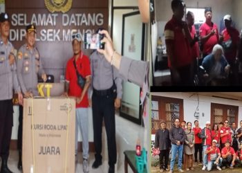Penyerahan Bantuan Kursi Roda Oleh KapolseK Mengwi Bersama Donatur Gobleg Buleleng Kepada Yayasan Keris Bali