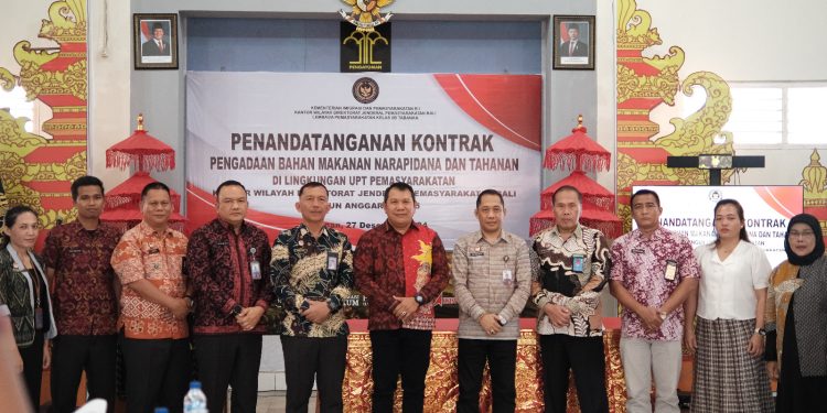 Guna Penuhi Hak Warga Binaan, Lapas Tabanan Laksanakan Penandatanganan Kontrak Bama