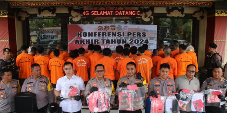 Kapolres AKBP Teguh Priyo Wasono Pimpin Konferensi Pers Akhir Tahun 2024