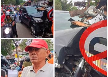 Pengemudi Minibus Serodok Warung Dan Tiang listrik di Jalan Manyar Surabaya
