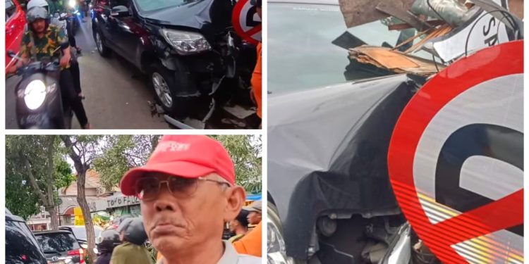 Pengemudi Minibus Serodok Warung Dan Tiang listrik di Jalan Manyar Surabaya