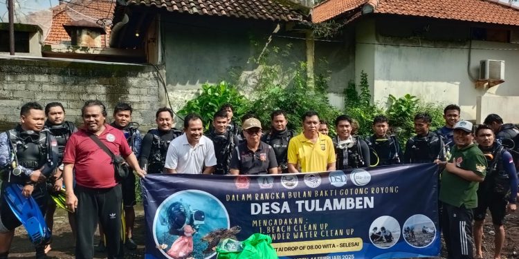 Kapolsek Kubu Bersama Anggota Hadiri Giat Bulan Bakti Gotong Royong Di Desa Tulamben