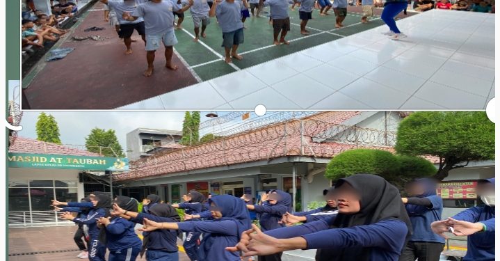 Semangat Membara! Warga Binaan Lapas Mojokerto Ikuti Pembinaan Senam Pagi dengan Gembira