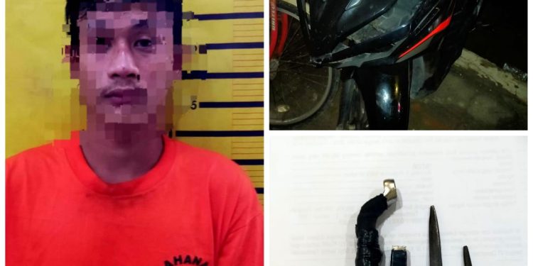 Apes Dihajar Massa,Tabrak Tiang Listrik Gagal Nyolong Motor