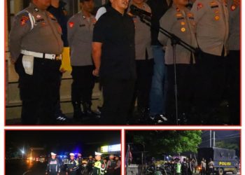 Kapolres Pelabuhan Tanjung Perak Pimpin Patroli Skala Besar Ciptakan Rasa Aman Dii Malam Hari