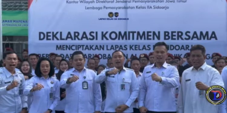 Lapas Kelas IIA Sidoarjo Gelar Apel Komitmen Bersama Wujudkan Lapas Bersih dari Narkoba dan Alat Komunikasi Ilegal