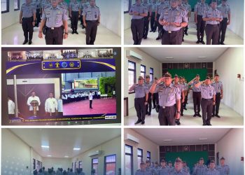 Karutan Bangkalan Budi Setyo Prabowo Pimpin Apel yang dilaksanakan secara virtual Melalui platform Zoom Meeting