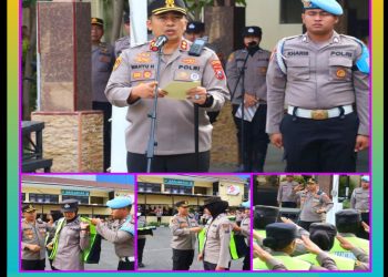 Kapolres Pelabuhan Tanjung Perak, AKBP Wahyu Hidayat pimpin apel kesiapan pengamanan pengesahan warga baru PSHT 2025