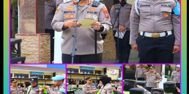 Kapolres Pelabuhan Tanjung Perak, AKBP Wahyu Hidayat pimpin apel kesiapan pengamanan pengesahan warga baru PSHT 2025