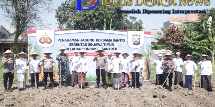 Sinergi Polres Tanjung Perak dan Santri Ponpes Al Fitrah, Tanam Jagung Dukung Ketahanan Pangan Nasional